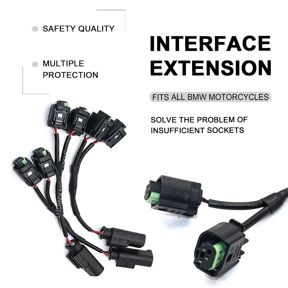 

For BMW F700GS F800GS F750GS F850GS Adv F900R F900XR Quick Connect Cable Set Shunt Circuit Socket Extension Adapter