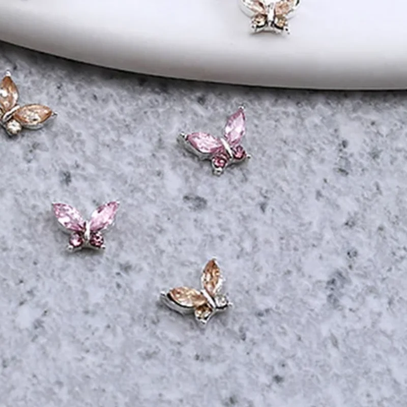 

10PCS 3D Mini Crystal Butterfly Nail Art Charms Jewelry Parts Accessories Luxury Alloy Nails Decoration Rhinestones Supplies