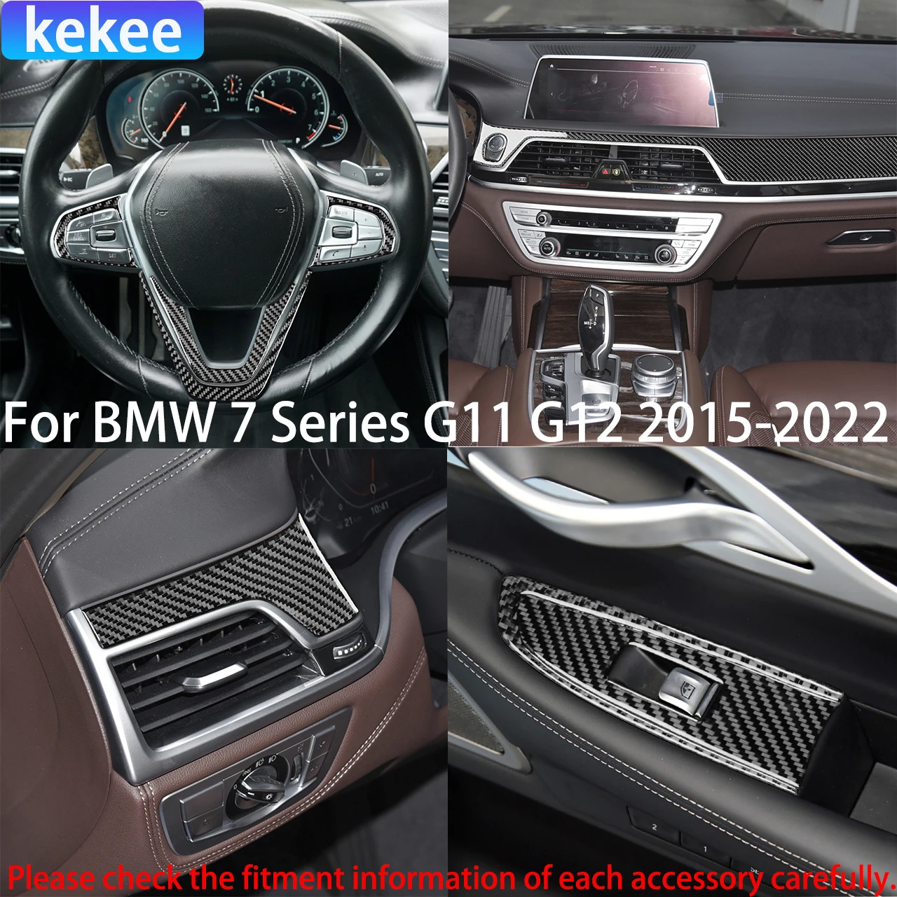 

For BMW 7 Series G11 G12 Accessories 2015-2022 Carbon Fiber Gear Window Lift Dashboard Air Outlet Car Interior Cover Stickers