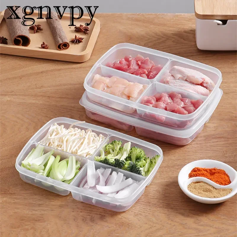 Xgnvpy Refrigerator Storage Box Food Preservation Box Food Grade Sealed Food Frozen Meat Four Compartments Refrigerated