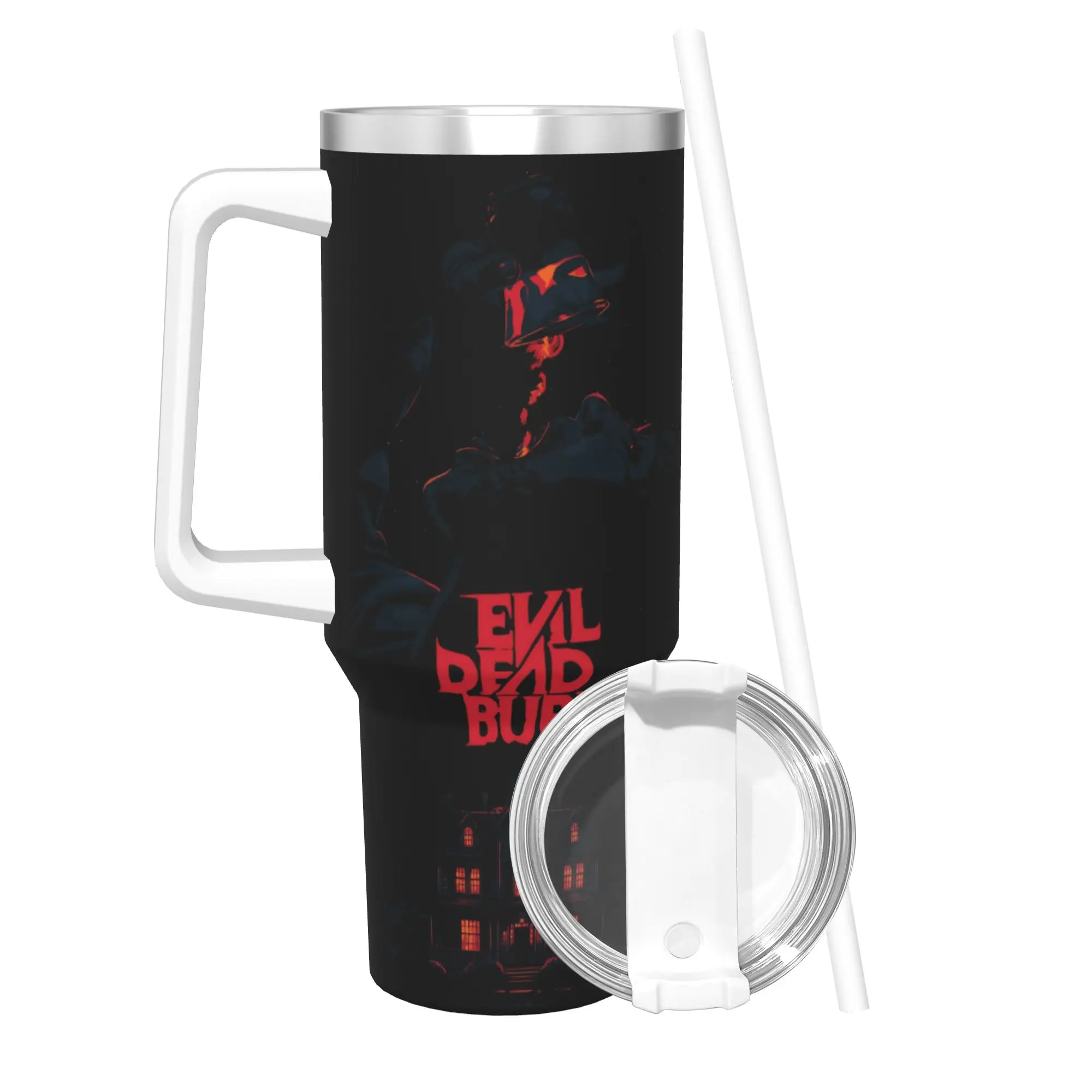 Evil Dead Burn Tumbler With Straw  Stainless Steel Tumblers Cup Double Wall Vacuum Insulated for Cold Or Hot 40oz