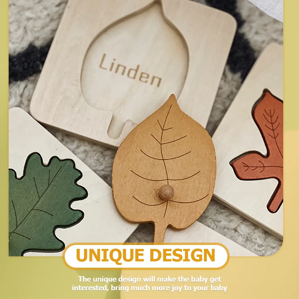 4 Pcs Leaf Puzzle Educational Toy Early Learning Toddler Puzzles Autumn Preschool Matching Kids Wood Leaves Plaything Toys