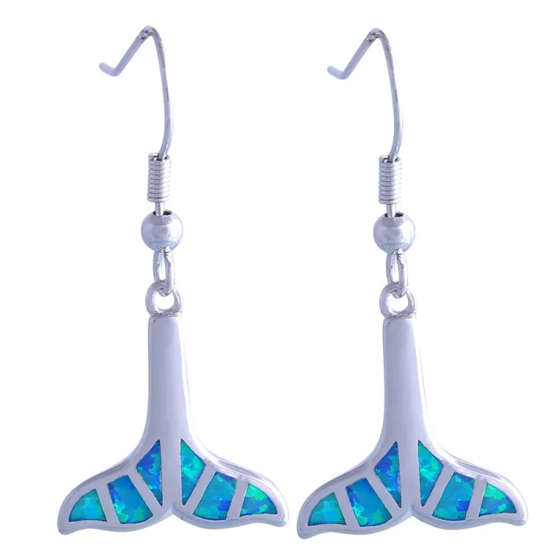 JLE1534 pendientes de cola de sirena para mujer, aretes de ópalo de Fuego Azul, joyería de moda para mujer, regalos para comprar