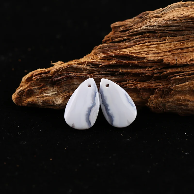 B&F Blue Lace Agate Earring Beads for Jewelry Making, Handmade Natural stones beads, Stones for jewelry Making Supplies