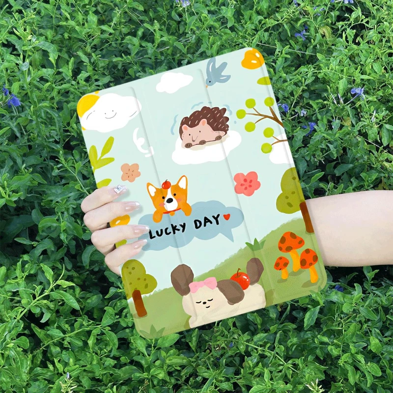 Ipad Air 3 Generation 2019 360 Degree Rotation Smart Cover Puppy Lawn for IPad 10.2 8th 9th Gen 10.9 10th Gen IPad Air 5 4 Shell
