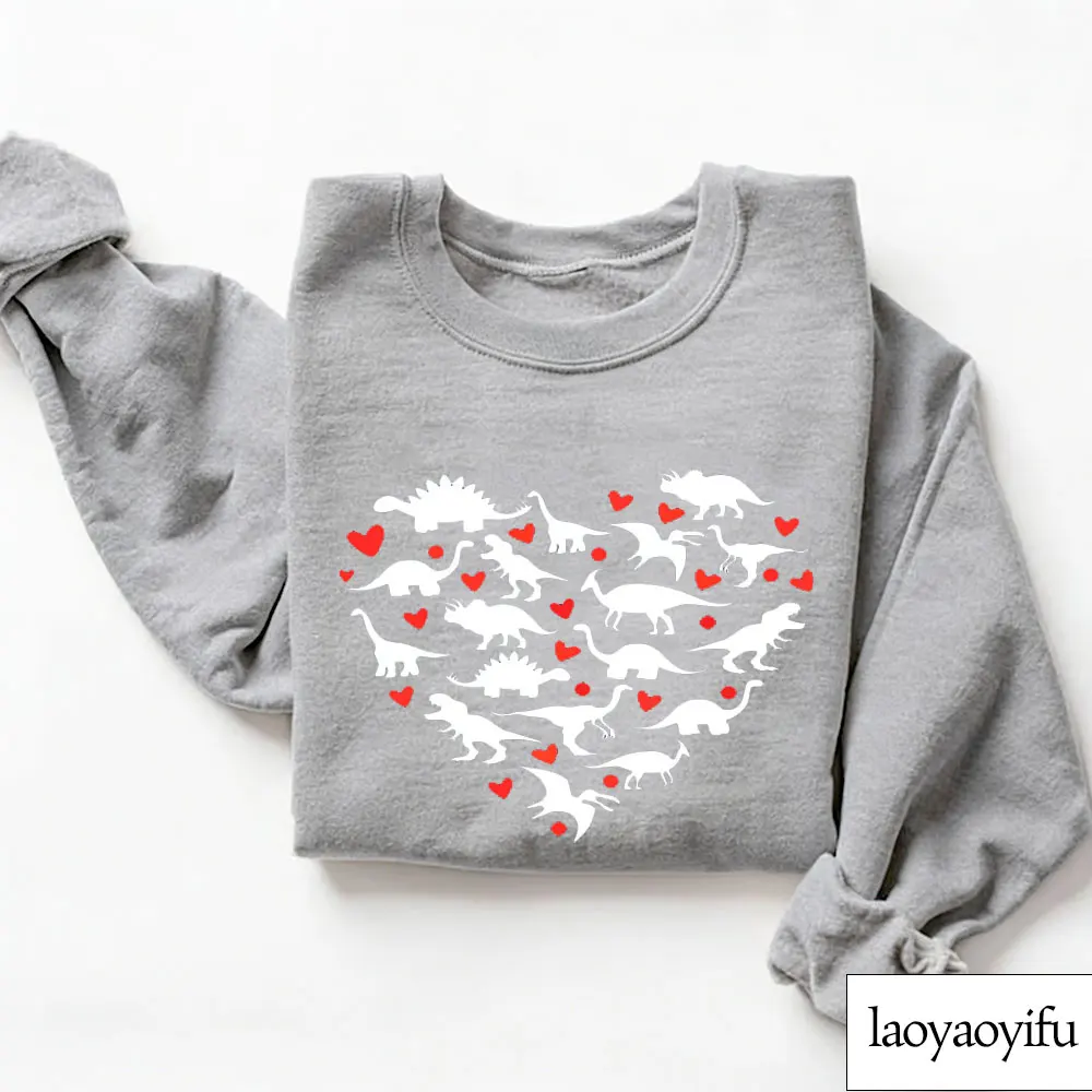 Dinossauro coração moletom dos namorados dinossauro moletom dos namorados suor dia dos namorados camisola engraçado dinossauros impressão hoodies