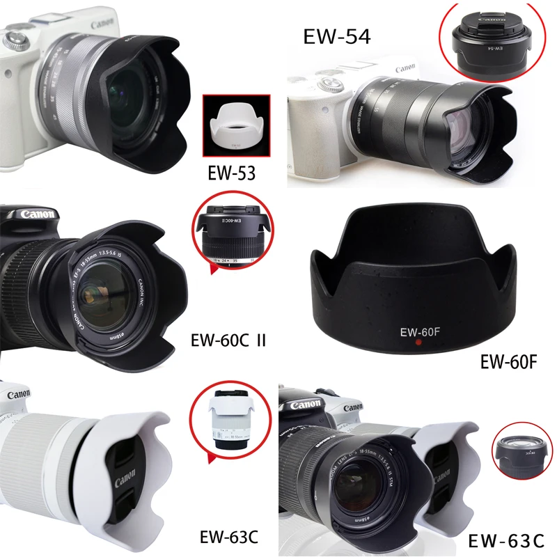 Camera Lens Hood Protector For EW-54 53 EW-60CII EW-63C EW-73B EW-73C EW-78D 78E EW-73D EW-60F for Canon Lens Camera Accessories