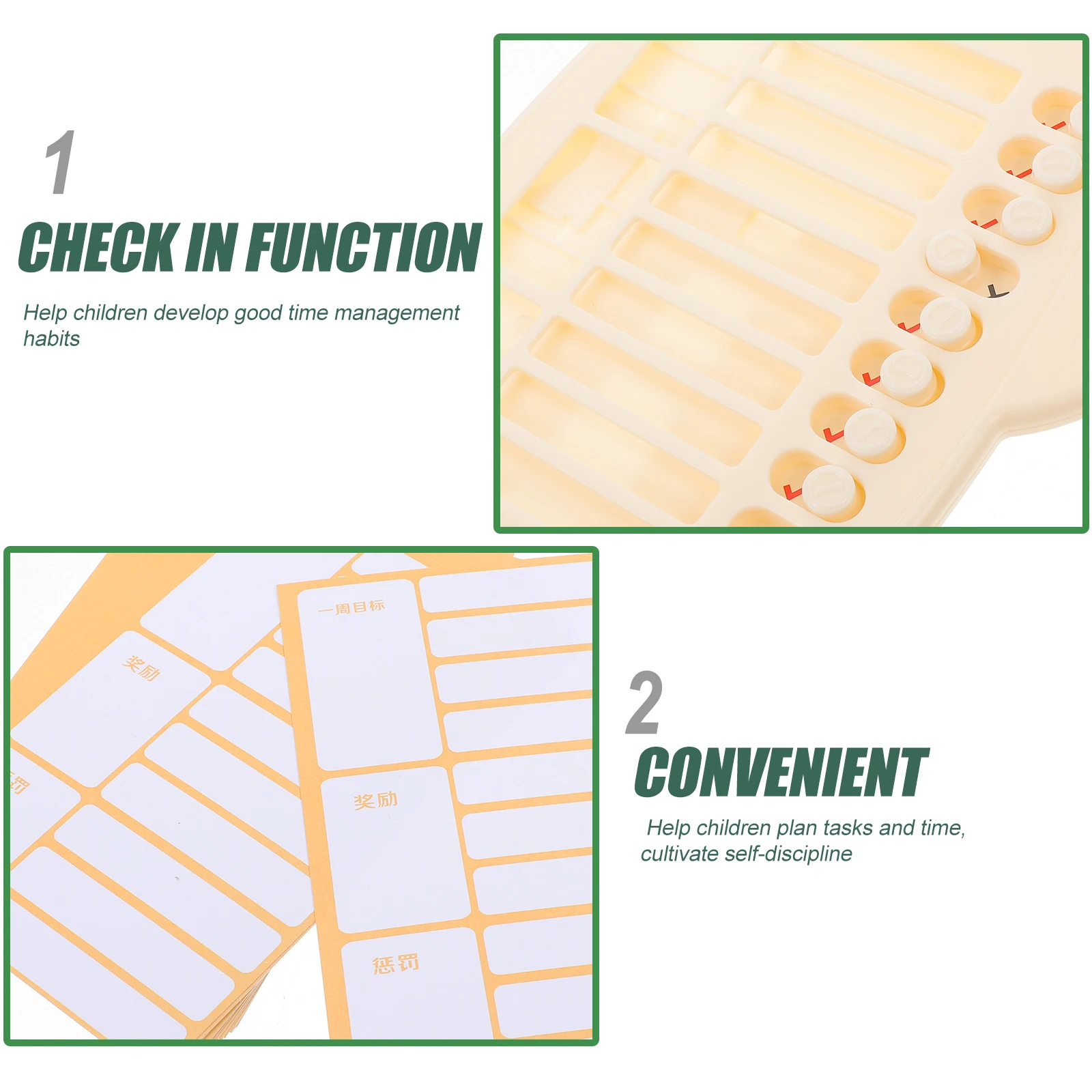 

1Set Kids Time Management Chore Chart Portable Planning Reminder Board Daily Chore Board Tracker Kids Prizes for Rewards