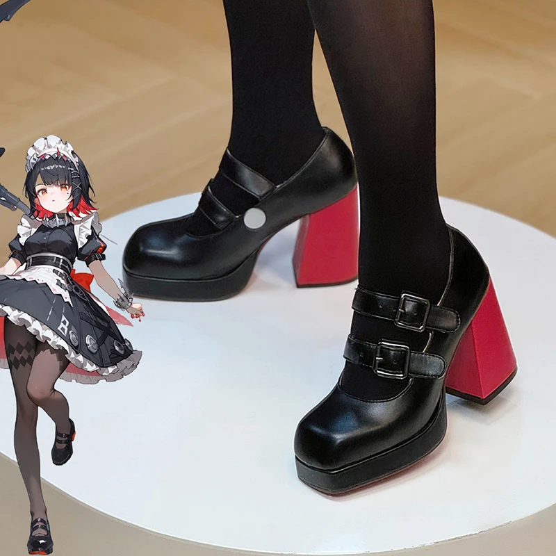 Sapatos Cosplay de couro para mulheres adultas, Game Zenless Zone Zero Ellen Joe, salto alto Lolita Maid, Halloween Masquerade Party Prop