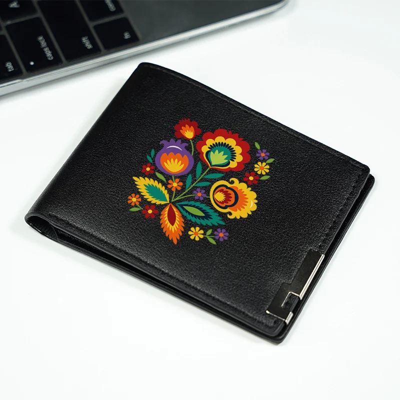 Portafoglio da uomo in pelle PU dal design floreale elegante, stile business minimalista, leggero, durevole, accessorio di moda per l'uso quotidiano
