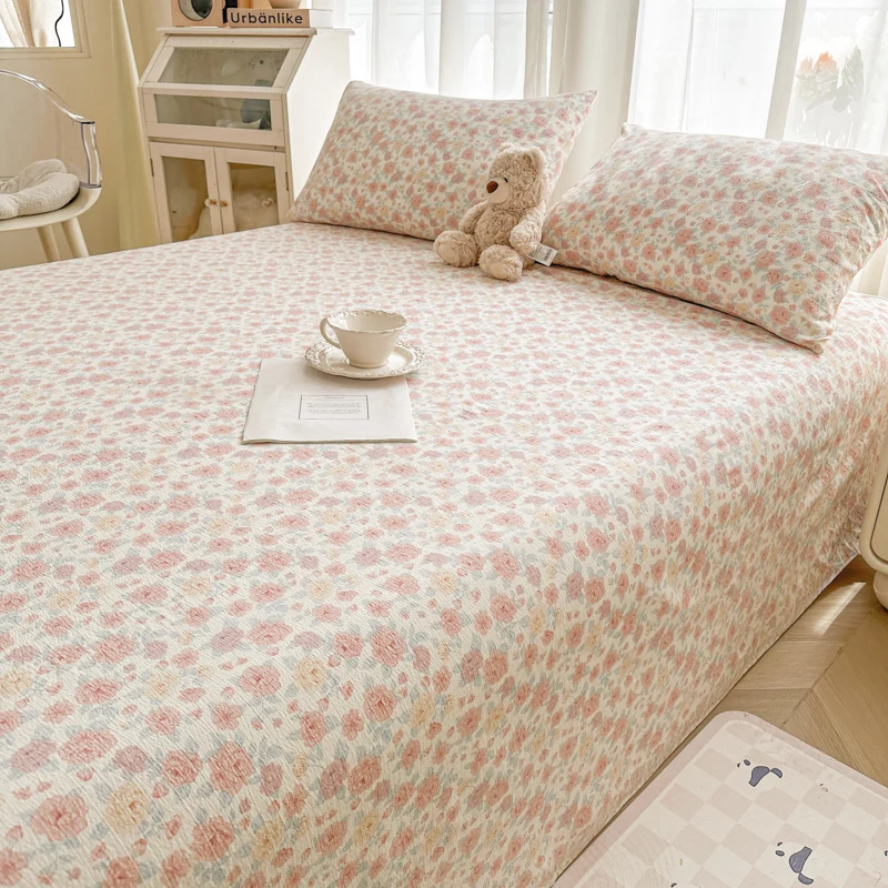 Soft Bedsheet Floral Style Bed Linen Skin-friendly Flat Sheet for Adults Kids Room Single Sheets Sabanas (Pillowcase Need Order)