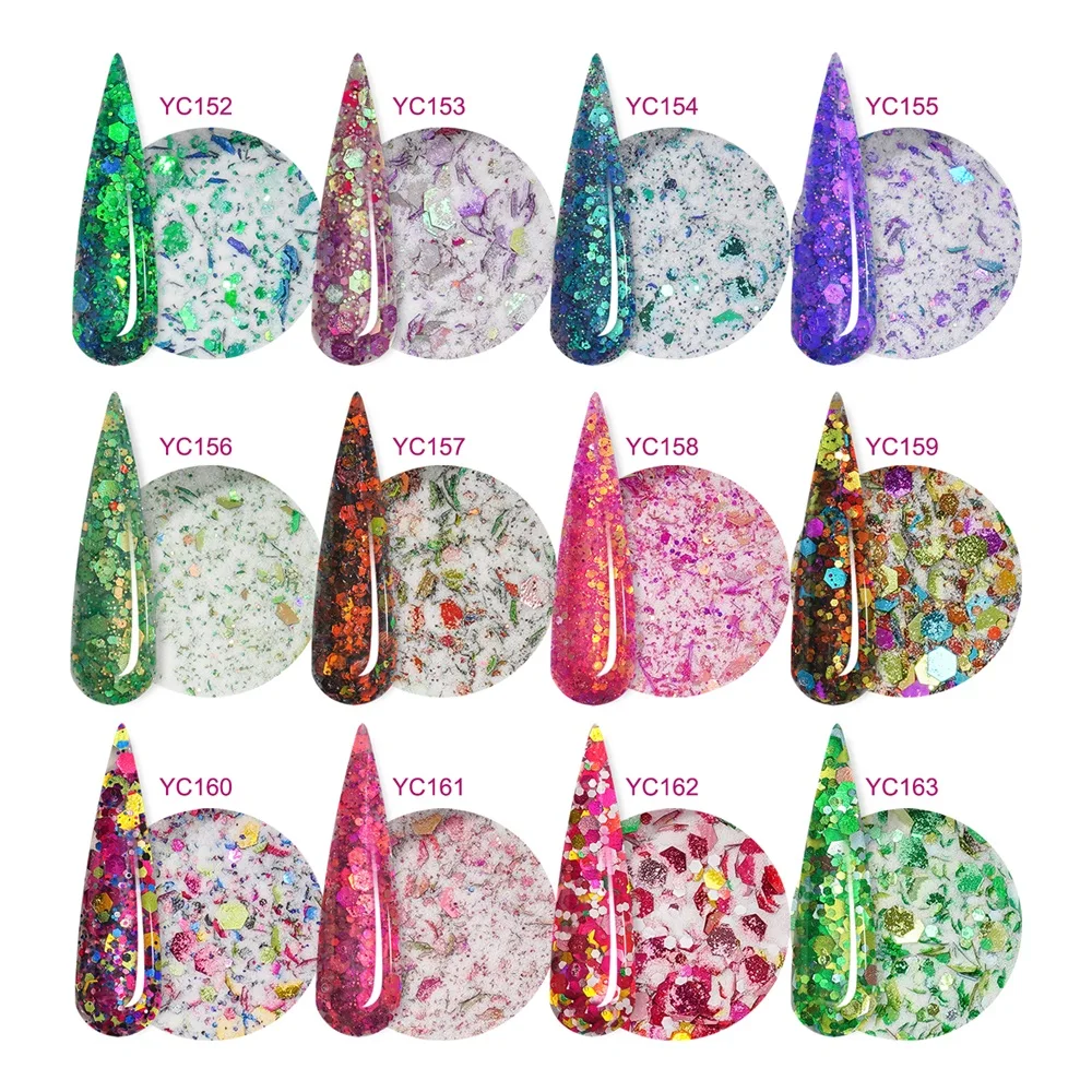 Fsixcl 12 Farbe Flasche Nail Art bunte Pailletten Pigment Staub Acryl Tauch pulver Set Glitter für Nägel profession elles Material