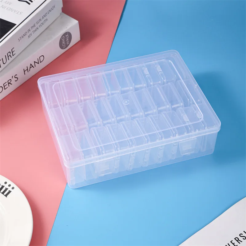 Durable plastic storage box, 14/30 compartments and small container - transparent jewelry and small item organizer view 6