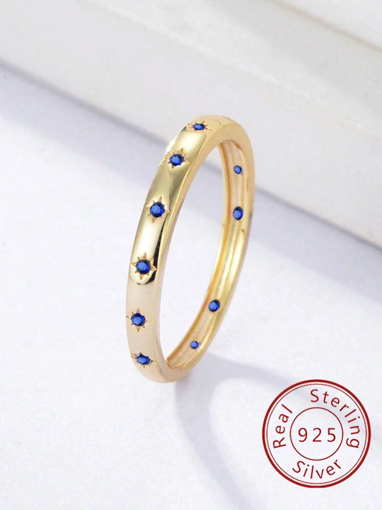 925 Sterling Silber Einfache Klassische Stern Zirkon Ring Für Frauen, Verlobung, Hochzeit Party Luxus Mode Hohe Qualität Edlen Schmuck