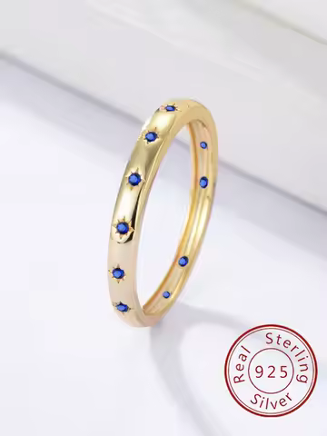 925 Sterling Silver Simple Classic Star Zircon Ring For Women Engagement Wedding Party Luxury Fashion High Quality Fine Jewelry