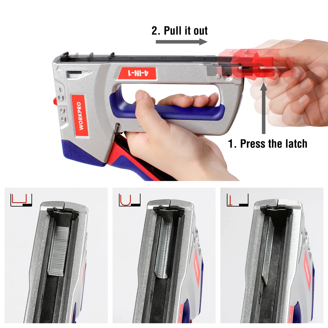 Workpro 4 IN 1 Heavy Duty Staple Gun Manual Stapler Nail Gun  Stapler Upholstery Plastic Furniture Nailer Tool for Home DIY