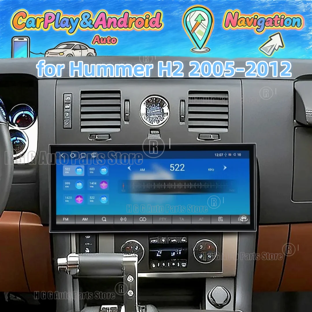 Sistema Multimedia para Auto Android 14 de 15.8 Pulgadas para Hummer H2 2005-2012, Accesorios Interiores para Auto, Radio, Grabadora, GPS, Navegación, Reproductor Multimedia