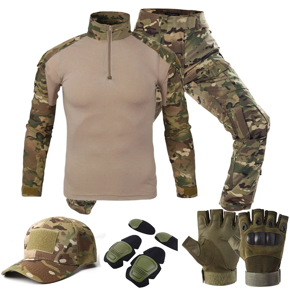 Tattico Milita Uniforme Abiti Tuta mimetica Camicie da caccia Pantaloni Airsoft Paintball Set di vestiti Outdoor Camo uniforme Forza