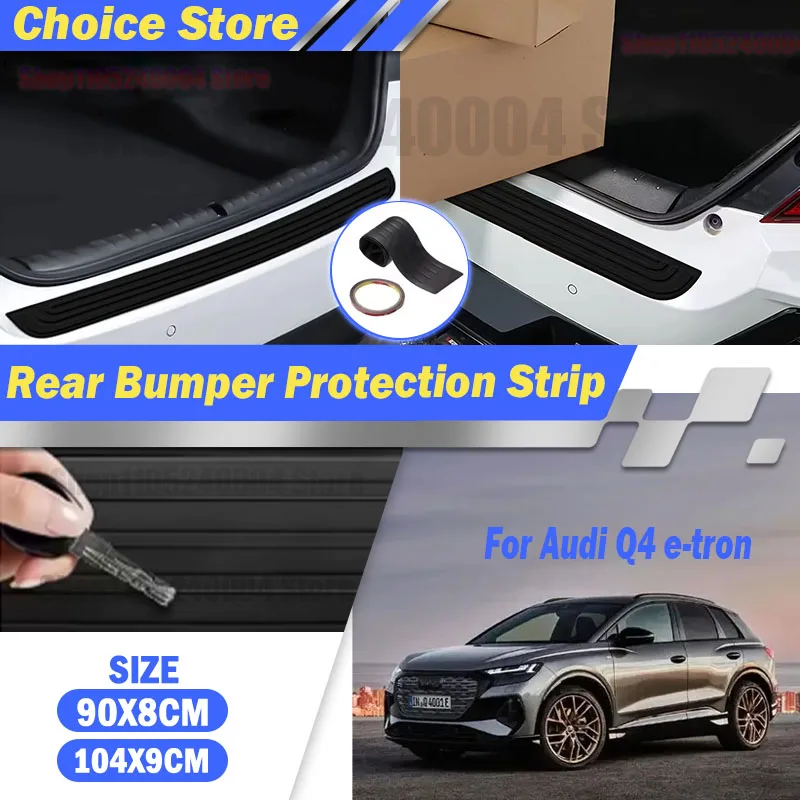 For Audi Q4 e-tron Car Trunk Sill Anti-Scratch Guard Strip Rear Bumper Rubber Protector Decorative Cover Sticker