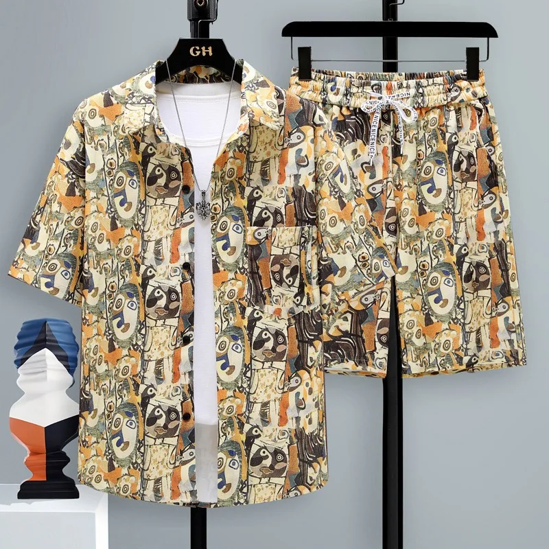 

Fashion Men Women Hawaiian Shirts Suit Sets Short Sleeve Shirt Oversized Casual Beach Shorts Streetwear Hawaiian Suits Clothes