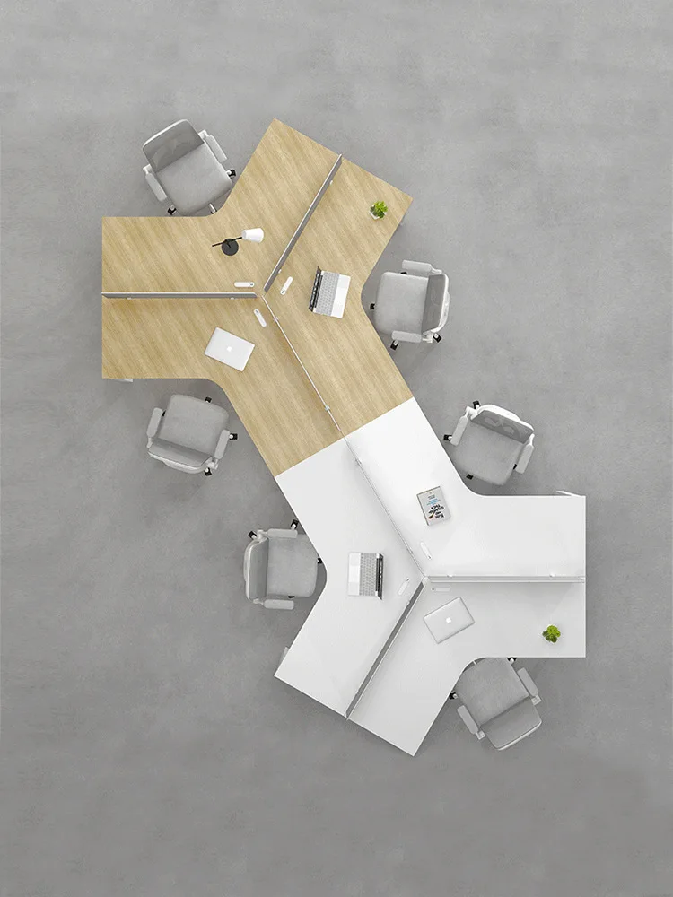 

Creative staff table Simple modern desk Special-shaped workstation L-shaped design Financial table