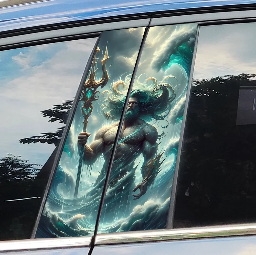 

Poseidon Car Stickers Waterproof Sunscreen Auto B Pillar Decor Cover Scratches Car Door Pillar Vinyl Decal Vehicle Decors