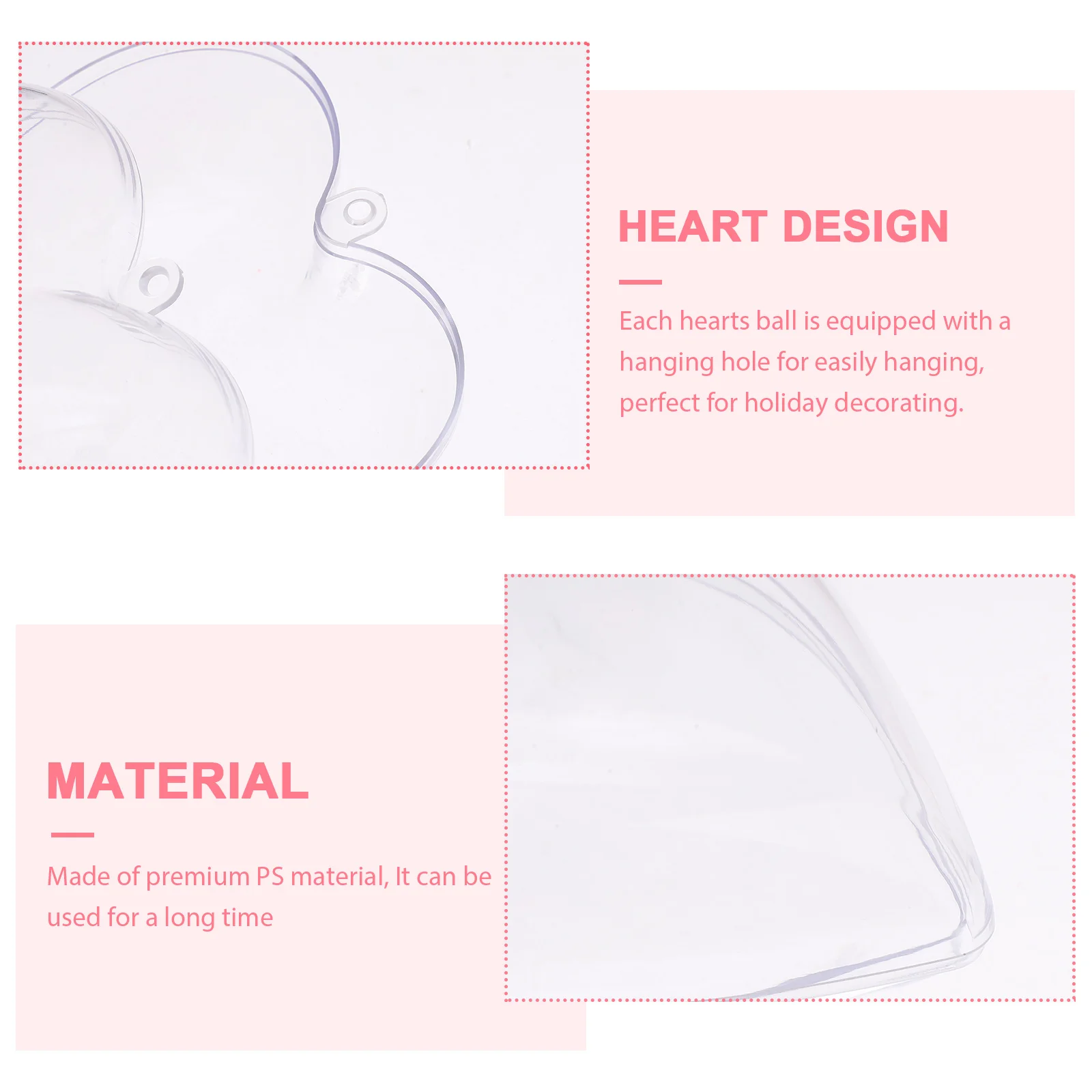 

5pcs Clear Plastic Fillable Heart Ball Christmas Boxes Transparent nament Wedding Decoration Holiday Supplies