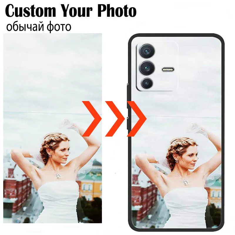 Fundas de teléfono personalizadas para Vivo V23 Pro V23E V25 V25E 5G, funda trasera DIY, diseño de foto personalizado V 23, parachoques negro de TPU V23Pro
