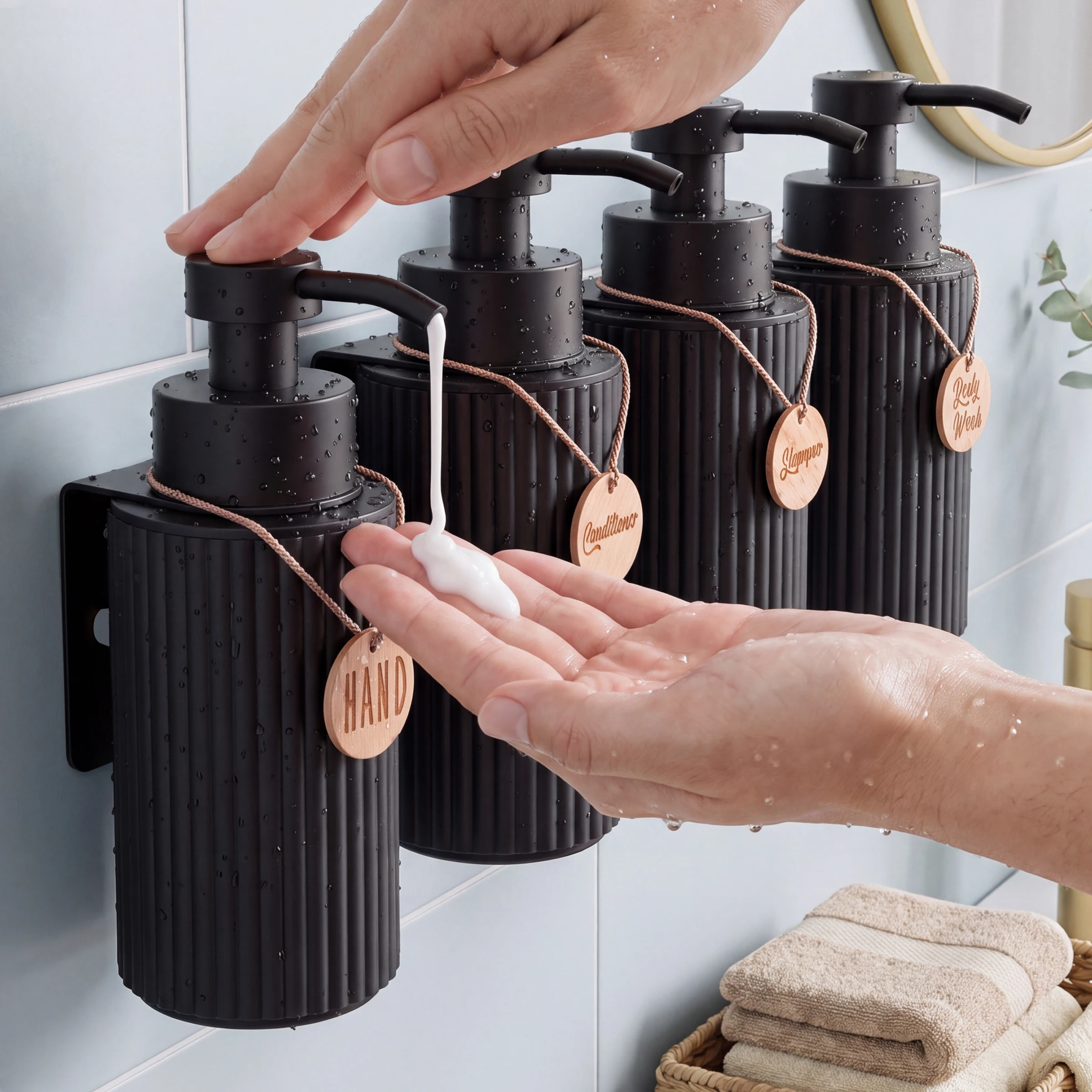 1PC Wall‑Mounted Soap Dispenser, Refillable Dish, Hand Soap, Shampoo, Bodywash, Conditioner Bottle for Bath & Kitchen Essentials view 2
