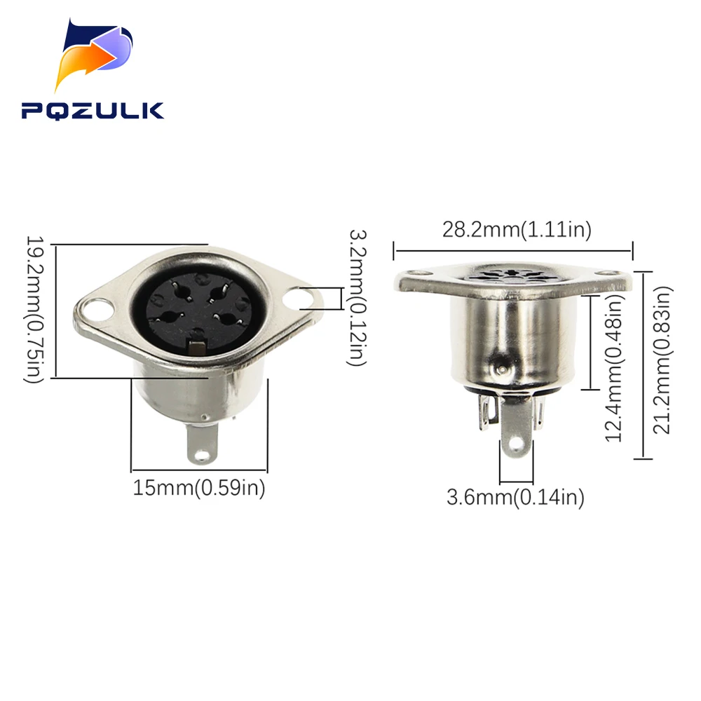 10PCS 3/4/5/6/7/8PIN Panel Mount Female Jack DIN Adapter MIDI Cable Connector