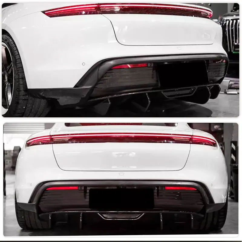 Prepreg Dry Carbon Car Rear Bumper Diffuser Lip Spoiler for Porsche Taycan 9J1 Standard 2019 2020 Racing Rear Lip Apron Body Kit