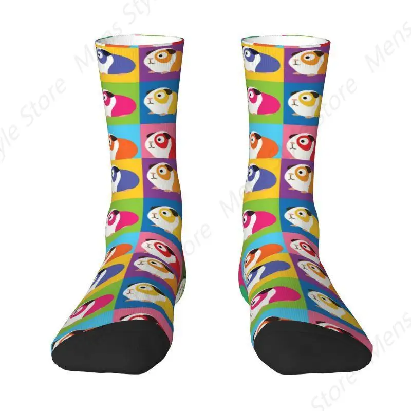 Colorful Guinea Pig Mens Crew Socks Unisex Cute Cartoon Animal Spring Summer Autumn Winter Dress Socks