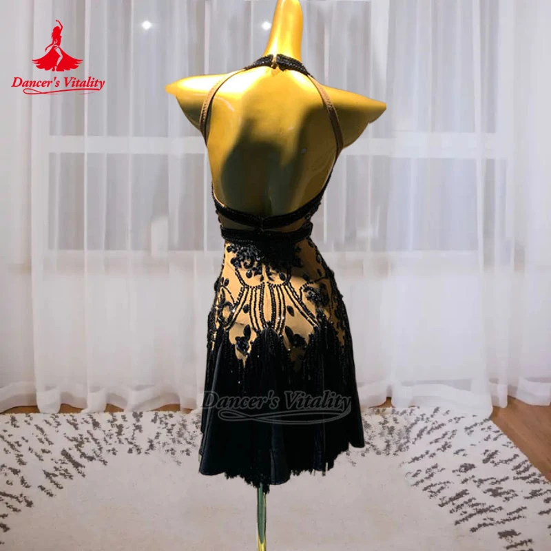 The New Style V-neck Chacha Samba Sleeveless Dresses Adult Latin Dance Perform&Contest Costume Advanced Custom Dancer's Vitality
