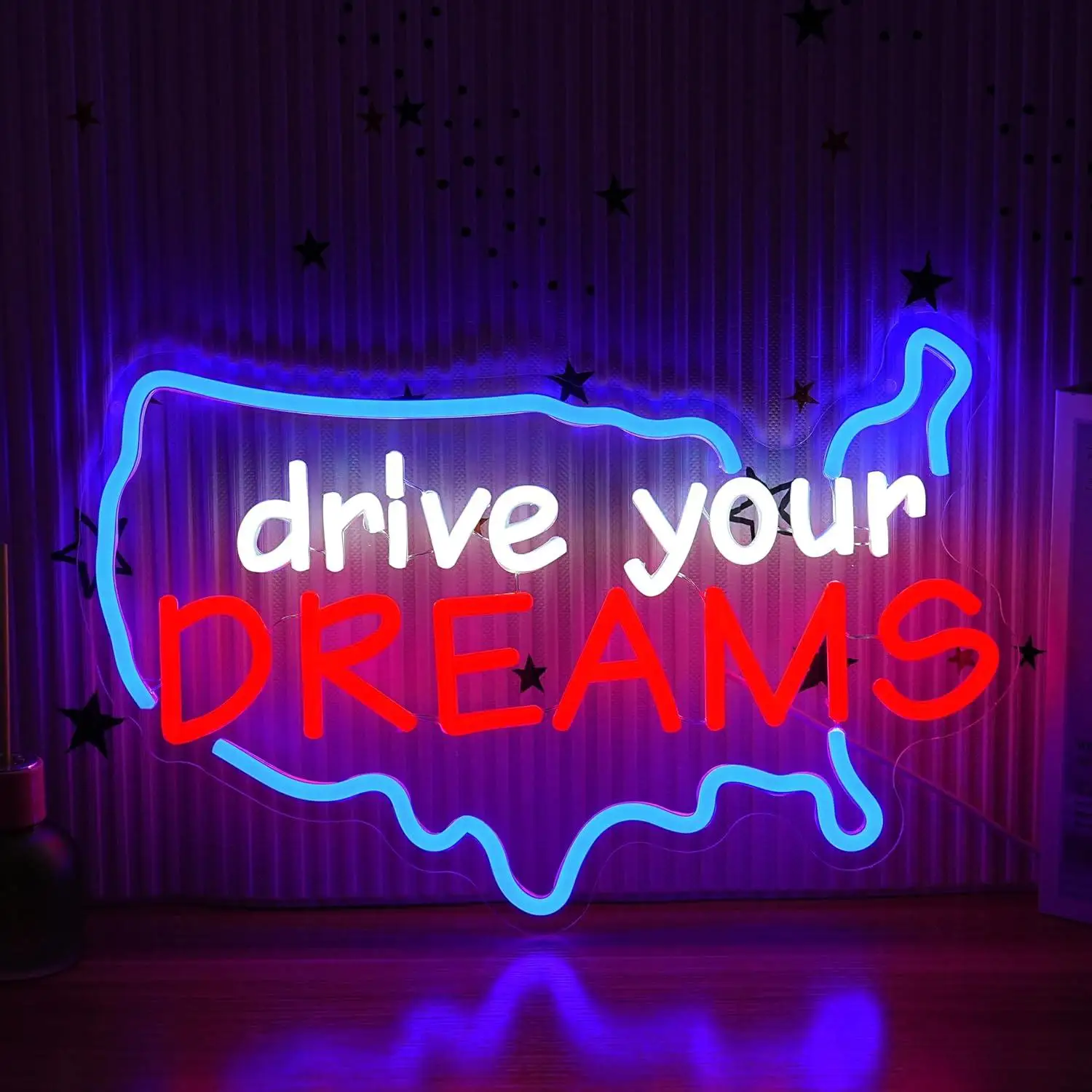 Drive Your Dreams Neon Sign Dimmable LED Light for Bedroom Classroom Office Graduation Party Bar Man Cave Aesthetic Wall Decor