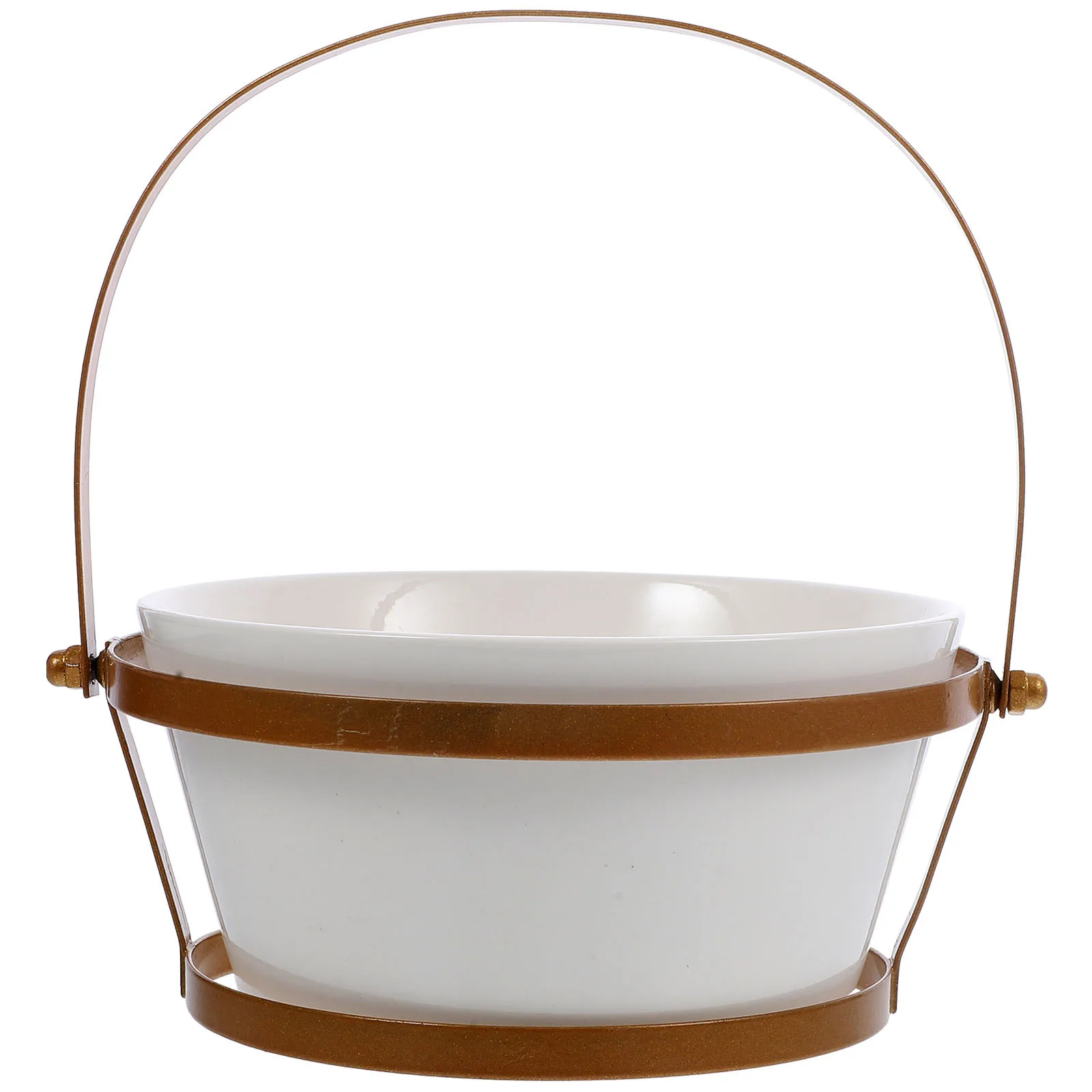 

Porcelain Storage Bowl with Bamboo Handle Portable Kitchen Serving Bowl Salad Fruit Snack Multipurpose Food Container