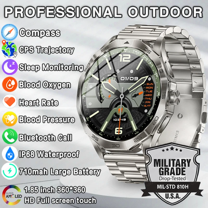 

2024 New Men GPS Sports Smart Watch 710mAh Battery AMOLED HD Screen Heart Rate Bluetooth Call IP67 Waterproof Men Smart Watch