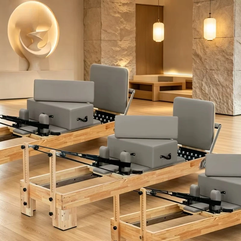 Hot Sale Portable Adjustable Multi Function Yoga Pilates Gym Customized Home Use Rubber Wood Detachable Design Health Reformer