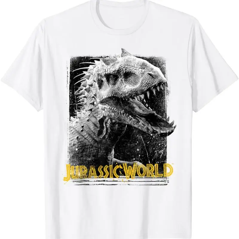 تي شيرت Jurassic World Indominus Rex، بأكمام قصيرة للرجال باللون الرمادي الكلاسيكي