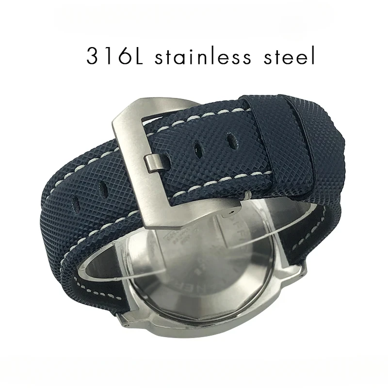 Pasek do zegarka z włókna węglowego ze skóry cielęcej 24 mm pasuje do podwodnego podwodnego pam01119 01663 świecący nylonowy pasek do zegarka