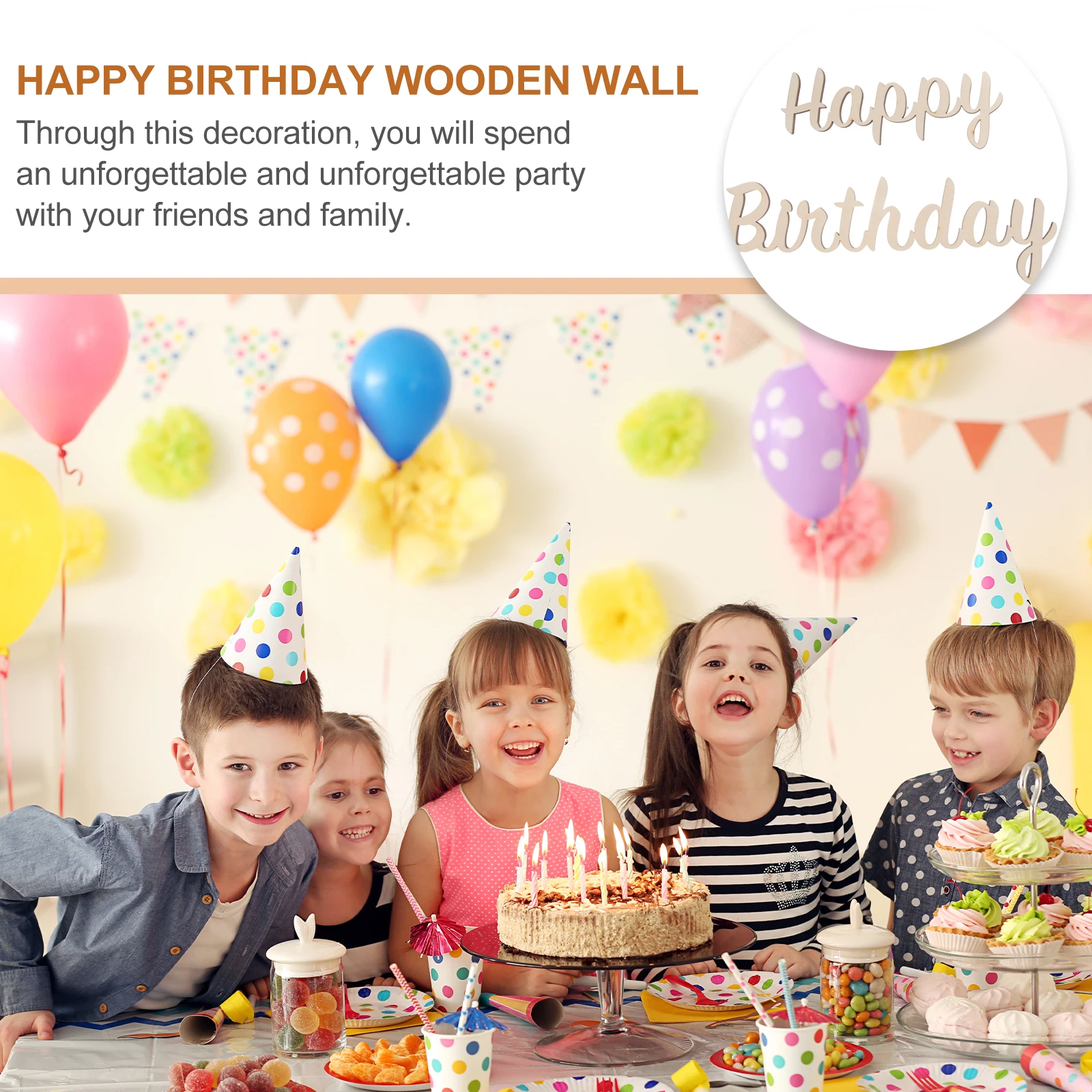 

1 Set Happy Birthday Wall Sticker Wooden Letters Words Cutouts For Party Decor Diy Unfinished Wood Craft Backdrop Birthday Wall