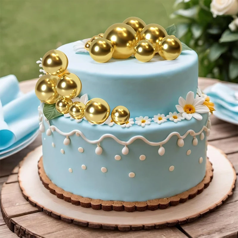 20 Teile/paket 4 cm Ball Kuchen Topper Dekorationen Bunte Kuchen Topper Sticks Gold Kugeln Kuchen Picks Kuchen Topper Kugeln kuchen Dekor – Detail 4