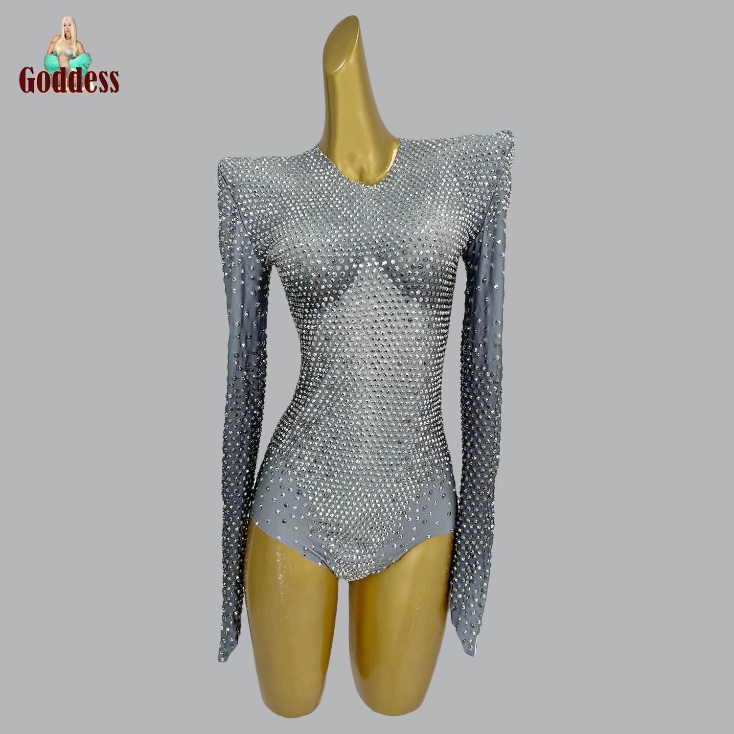 NEW Women Party Bodysuit Ball Full Rheinstone Leotard Club Showgirl Dancing Floor Sexy Bodycon Bodysuit Luxury Glitter Leotard