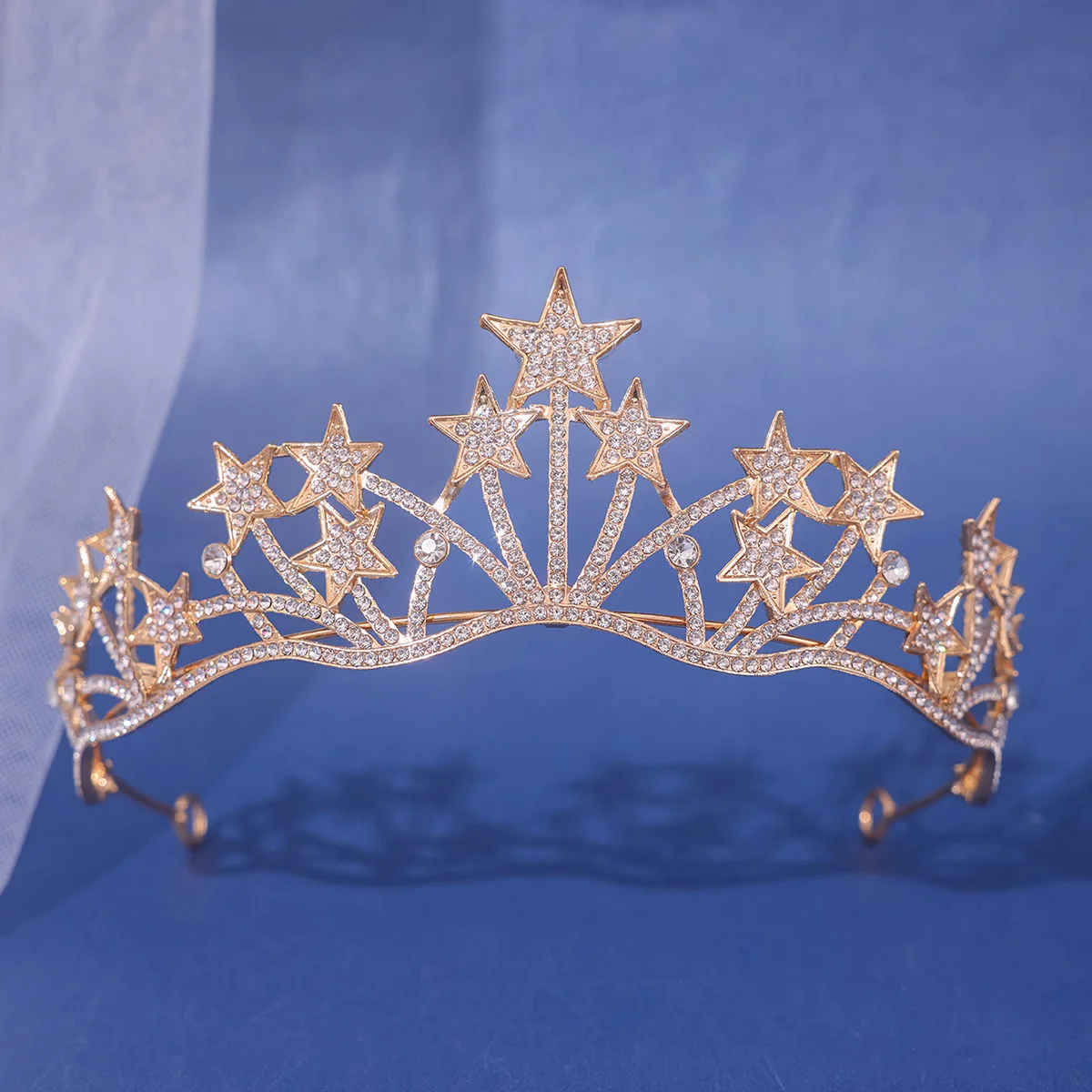Crystal Bridal Tiaras Rhinestone Pageant Diadem Bride Star Headdress Wedding CZ Cubic Zirconia Silver Tiara Crown Bridal Pageant Wedding  main image 3
