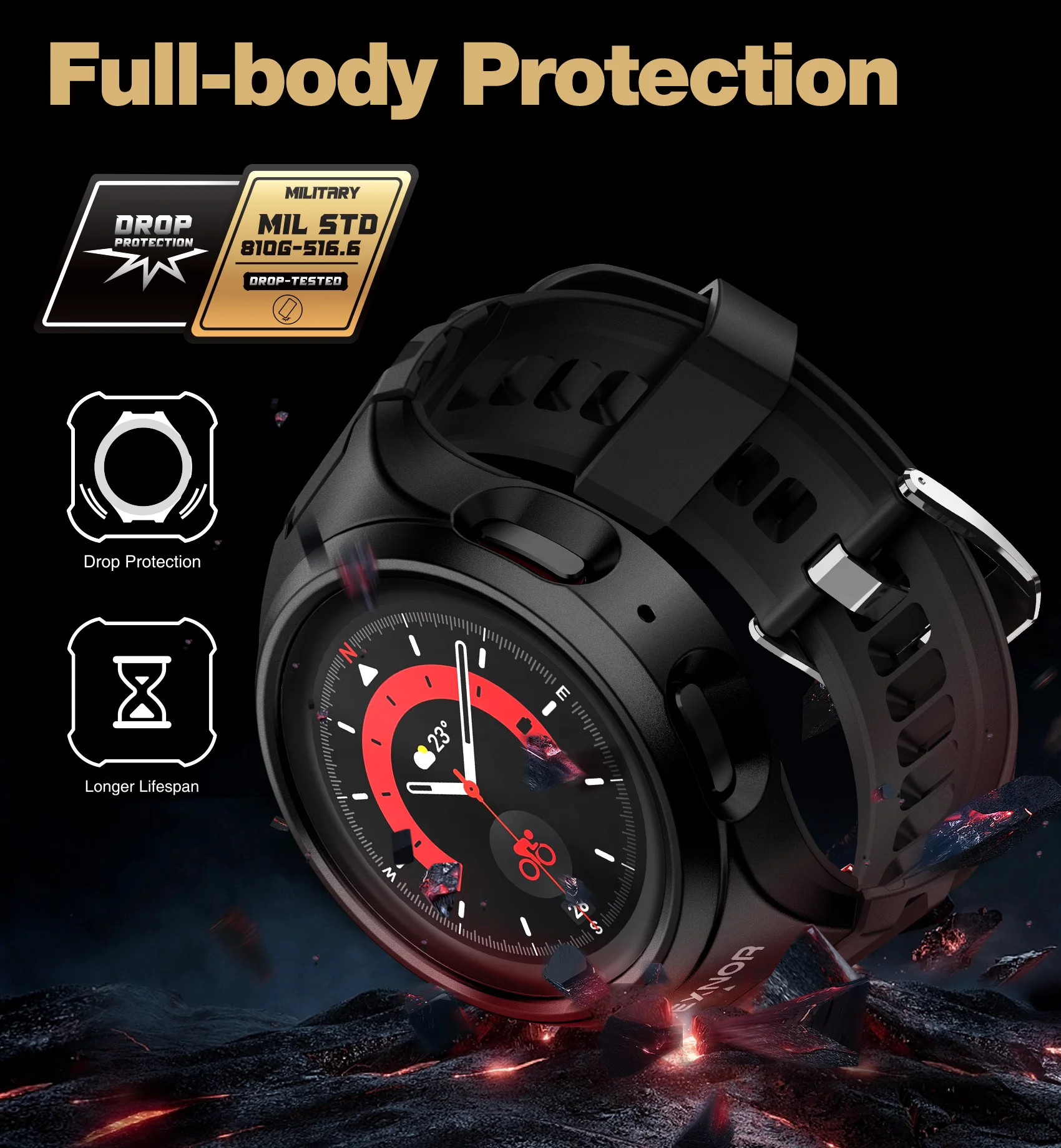 Dexnor for Samsung Galaxy Watch 5 Pro Band with Case 45mm(2022) Rugged Military Grade Shockproof Cover for Galaxy Watch 5 Pro