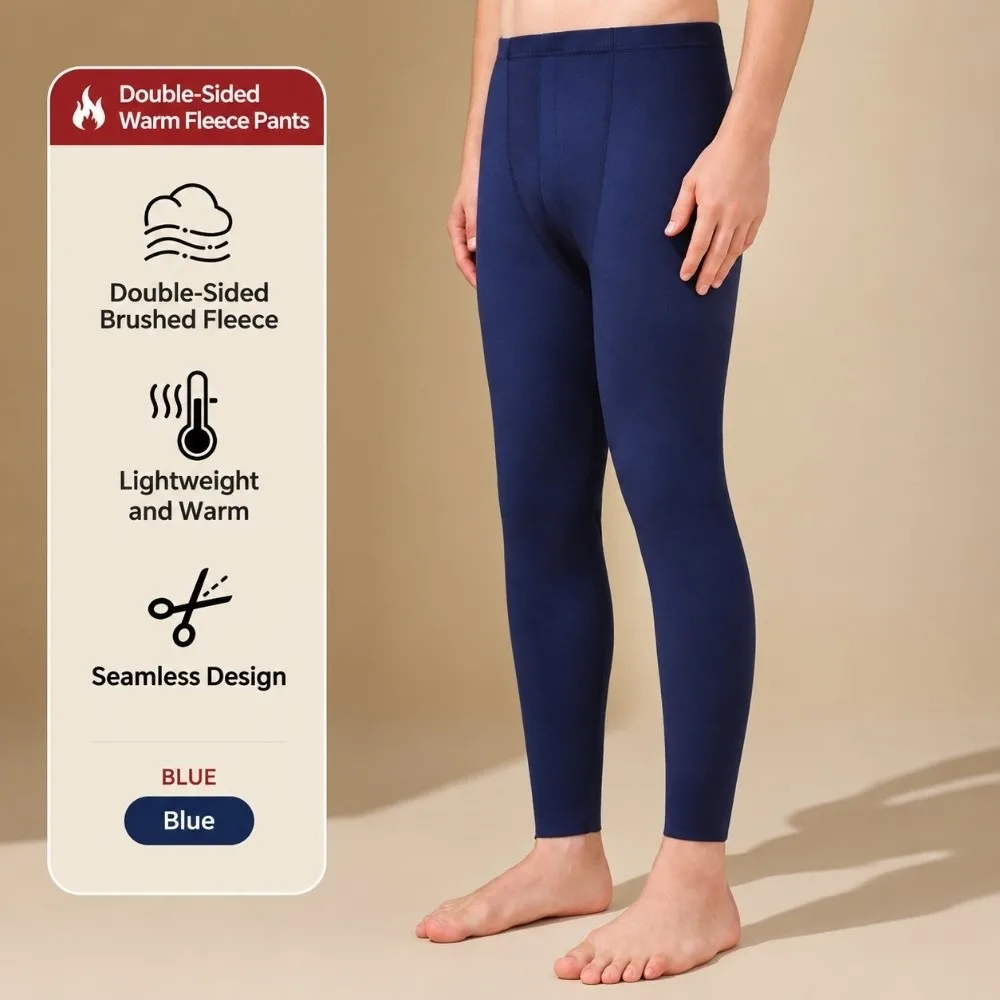 Skin Friendly Polyester Thermal Underwear Solid Color Lightweight Long Johns Under Pants