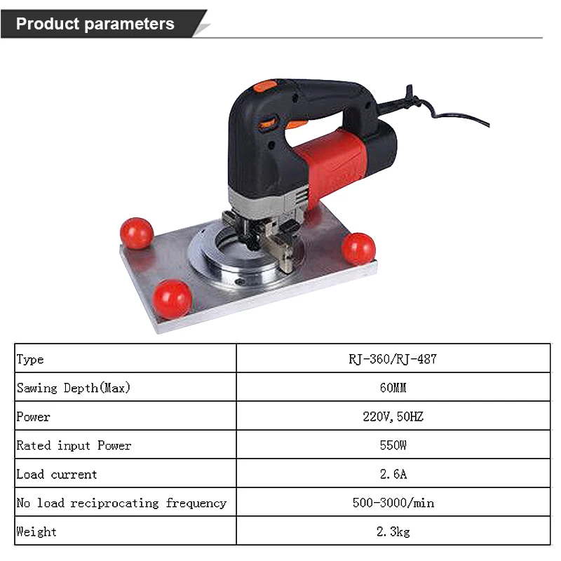 Máquina de serrar gabarito rotativa com material de aço do motor, fácil operação, máquina manual para cortar madeira compensada