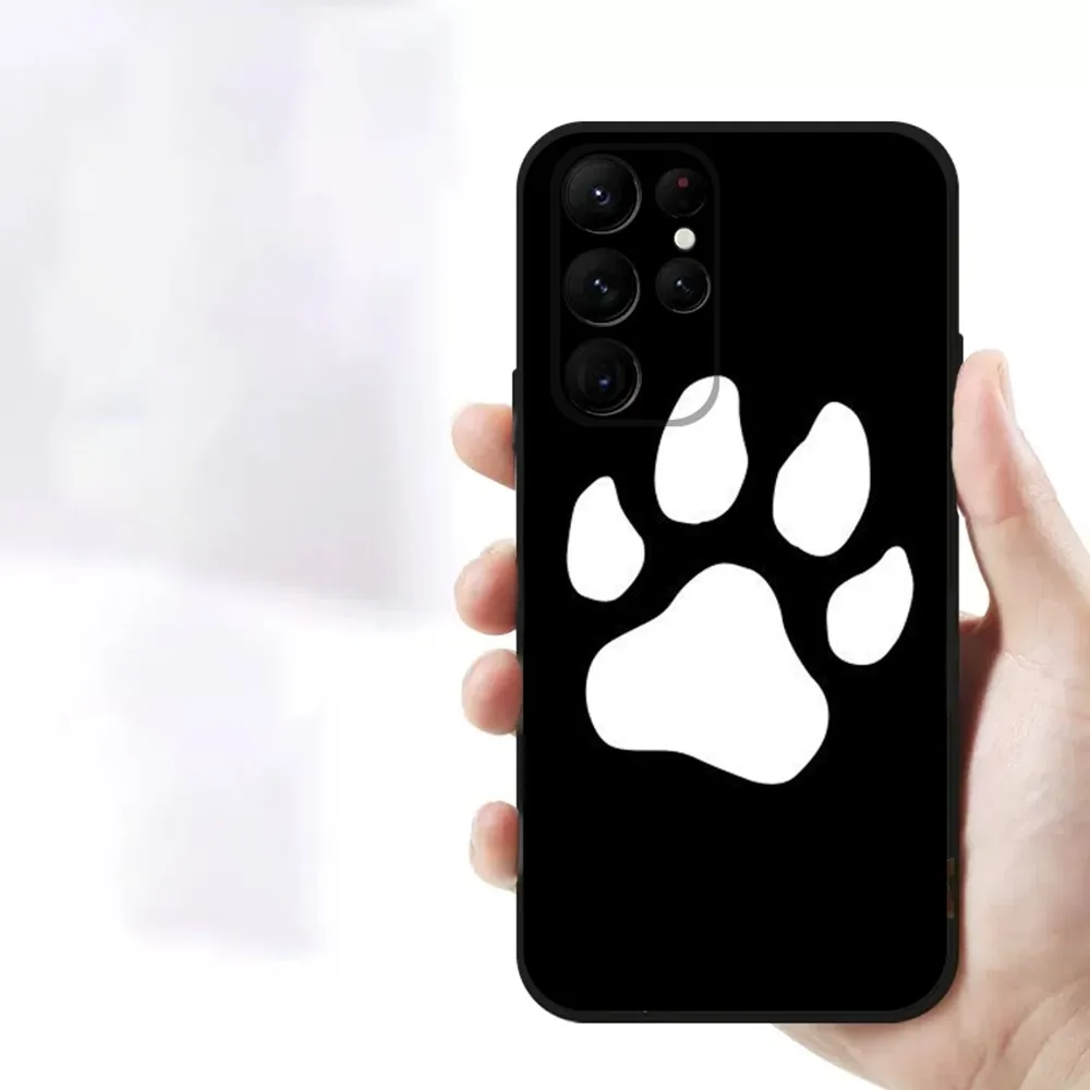 Animal Dog Paw Prints   Phone Case For Samsung S23,23,22,30,21,10,9,Note20 Ultra,Lite,Ultra,5G,Plus,FE,Black Soft Case