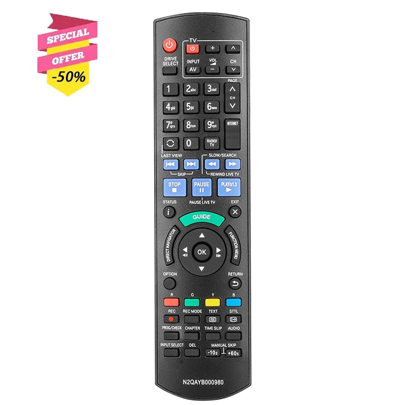 N2QAYB000980 Remote Control For Panasonic DVD Recorder DMR-XW440 DMR-XW440GL DMR-XW440GLK DMRXW440 DMRXW440GL DMRXW440GLK