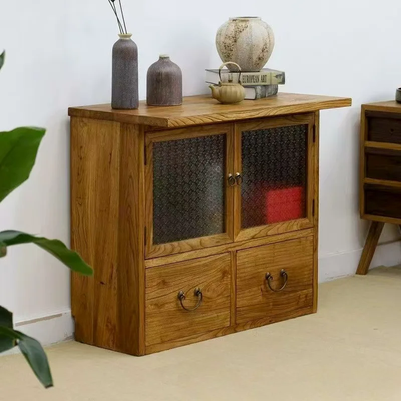 

Обеденный боковой шкаф из старого вяза, чайный шкаф от пола до потолка из массива дерева, отель B & B, средневековый настенный шкафчик, бытовой шкаф для хранения вещей