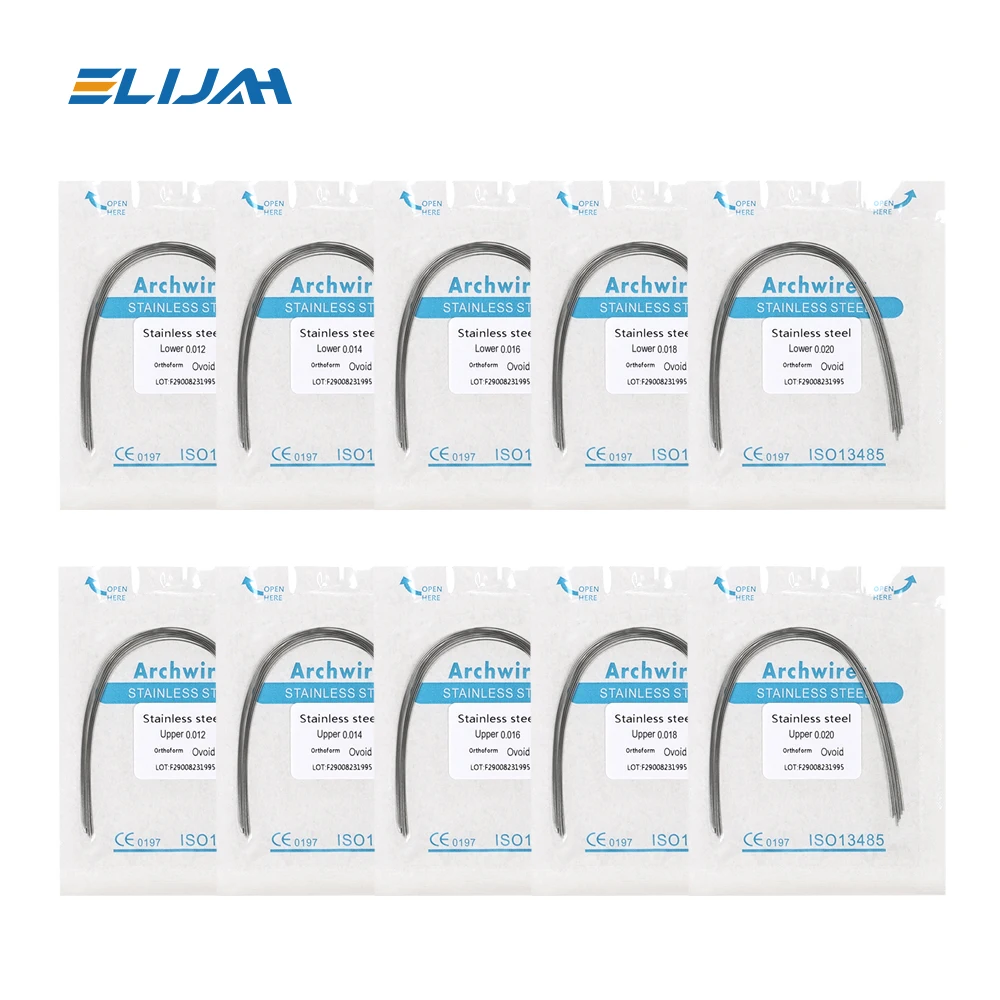 ELIJAH  Dental Stainless Steel Archwires For Dental Orthodontics Archwires Round/Rectangular 10PCS Teeth Braces Brackets